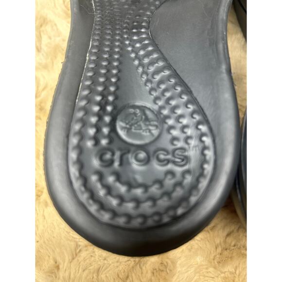 Crocs women’s sz 8 wedge shoes  black - Picture 3 of 6